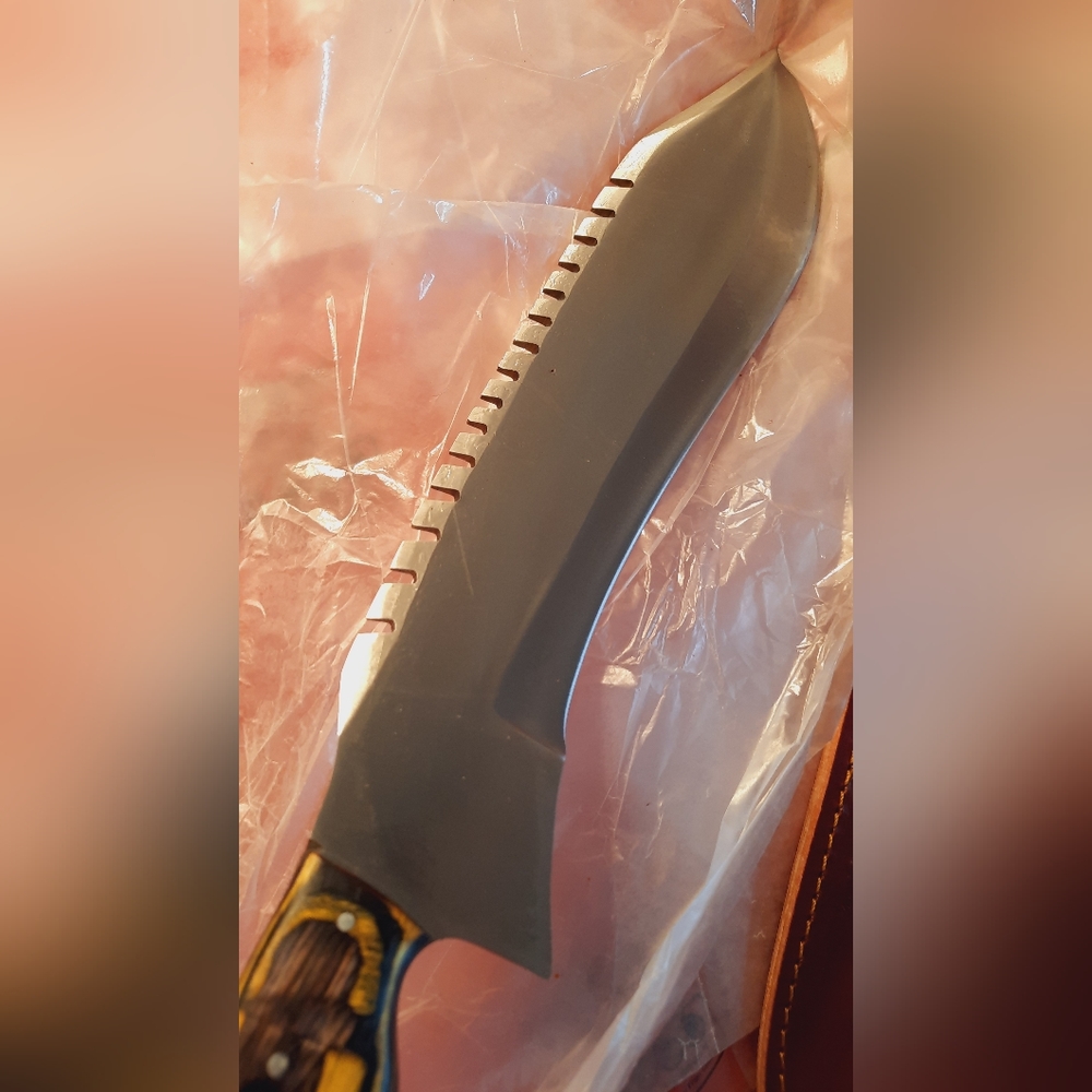 Huge gorgeous rare custom hand-forged knife w sheath, great gift, high-quality!